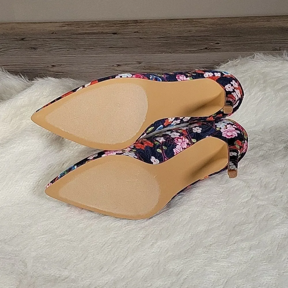 Penny Loves Kenny Blue Floral High Heels Sz 10M